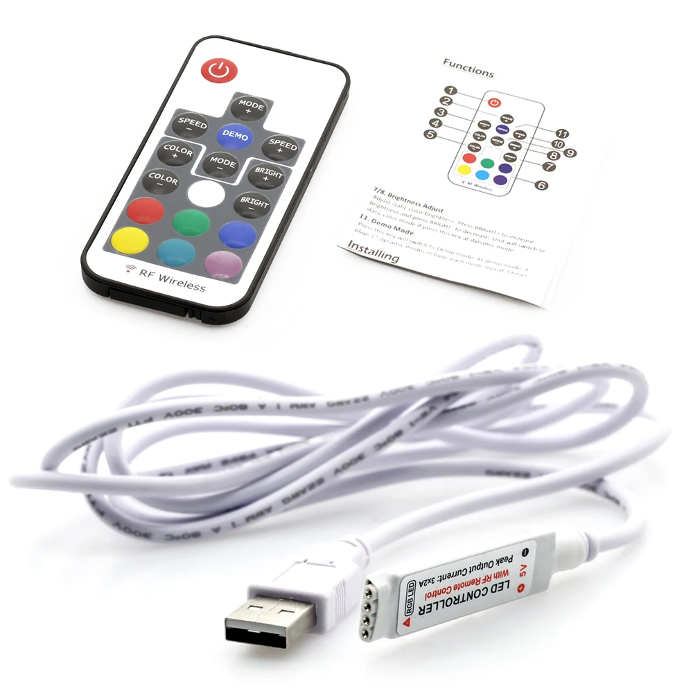 5 в USB светодиодный RGB RF пульт дистанционного управления 17 клавиш/мини 3 клавиши