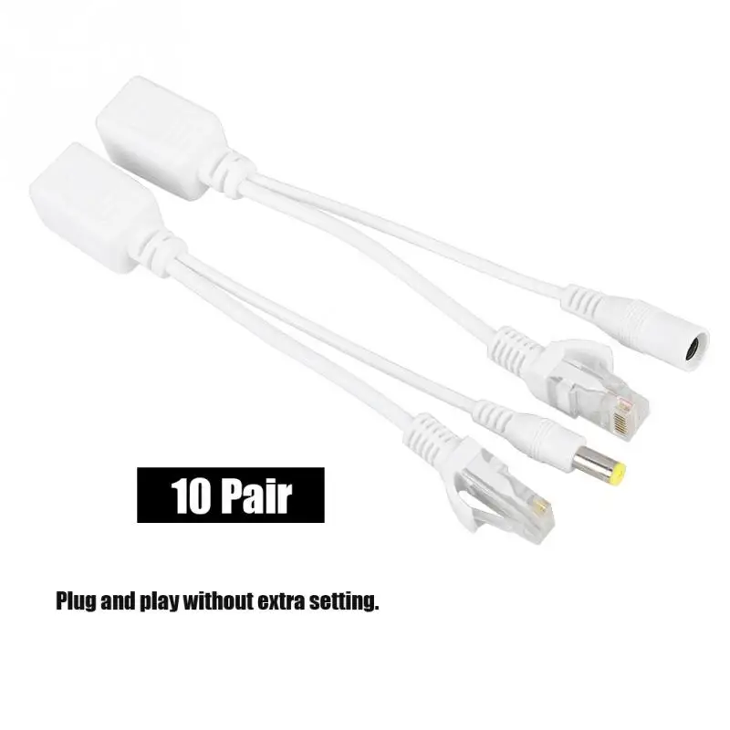 Детские носки по 10 пар в DC 12 V IP Камера POE RJ45 кабель Мощность Over Ethernet адаптер