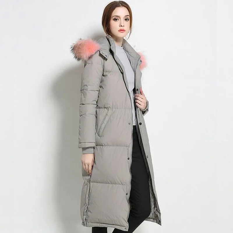 Большой натуральным мехом енота 2018 новые высококачественные Брендовые женские