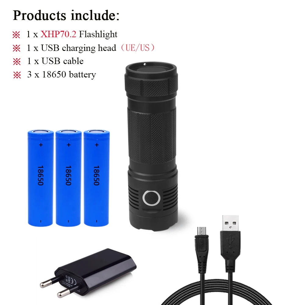flash light B Xhp70 светодиодный фонарик Динамо usb мощный светодиодный фонарик xhp70.2 прожектор охота lanterna Факел flash light 18650 led zaklamp - Испускаемый цвет: flash light B