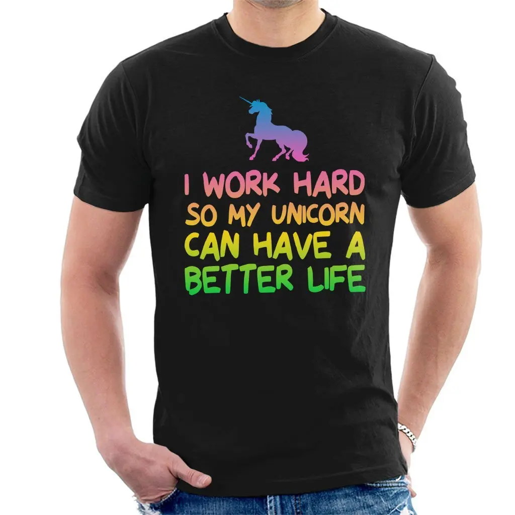 2018 Мода Футболка Я работать для мой Единорог Для мужчин футболка | Мужская одежда