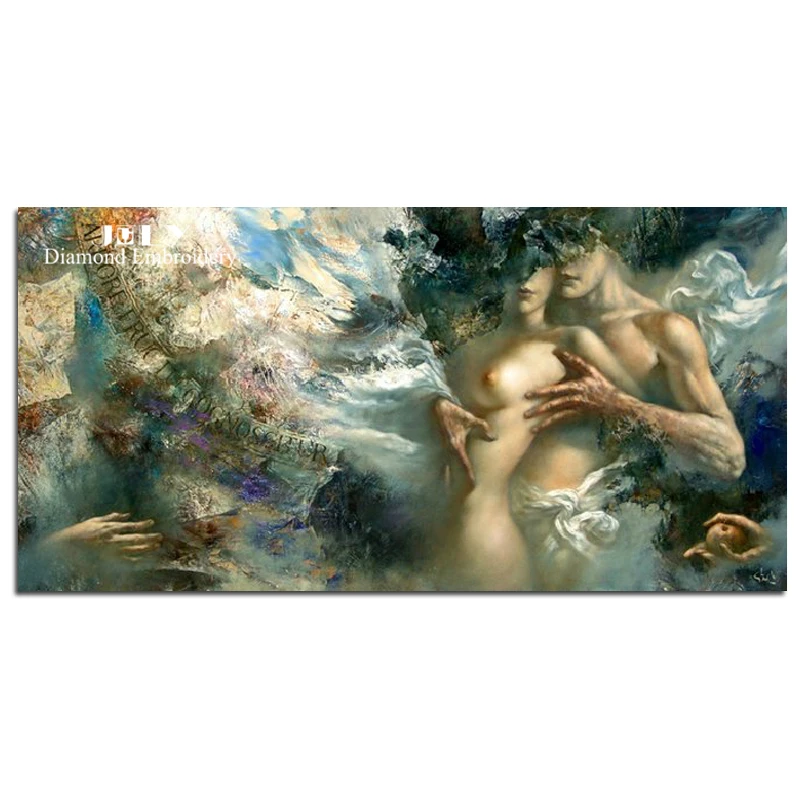 Diamond painting cross stitch couple lovers diamond embroidery craft dreamlike people nude rhinestones picture mosaic decoration | Дом и сад