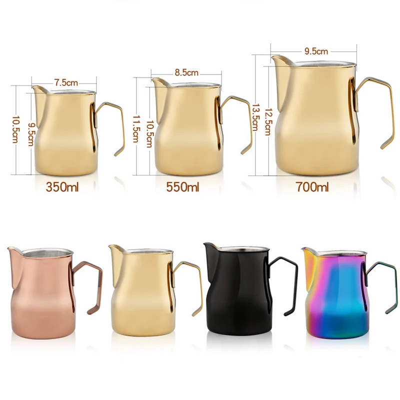 

Espresso Coffee Pitcher Stainless Steel Milk Frothing Jug Barista Craft Latte Cafe Professional Competition Muticolor Milk Jugs