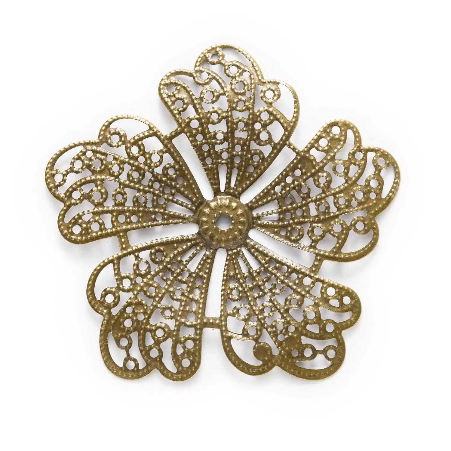 

10/30 Piece Bronze Tone Filigree Flower Shaped Wraps Jewelry Making DIY Connnector Embellishments Findings 63x60mm