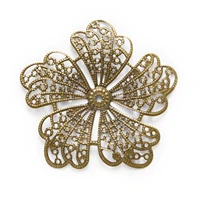 1030 piece bronze tone filigree flower shaped wraps jewelry making diy connnector embellishments findings 63x60mm