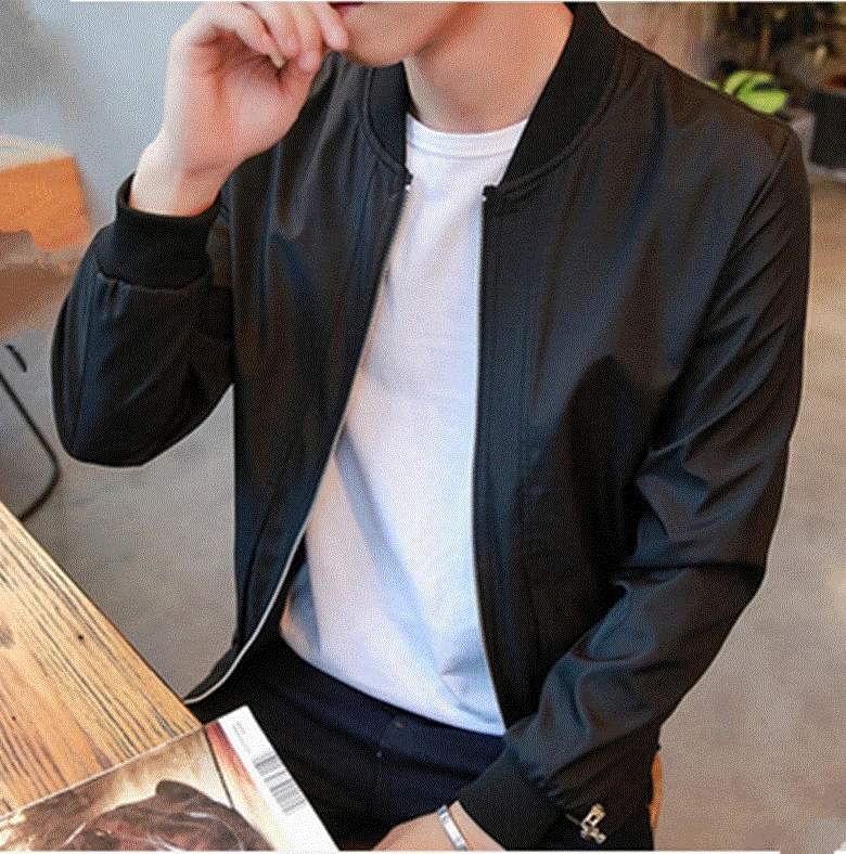 

Special offer men new fashion spring jackets 2018 Korean version of the slim black autumn ultra-thin breathable jacket coats XXL