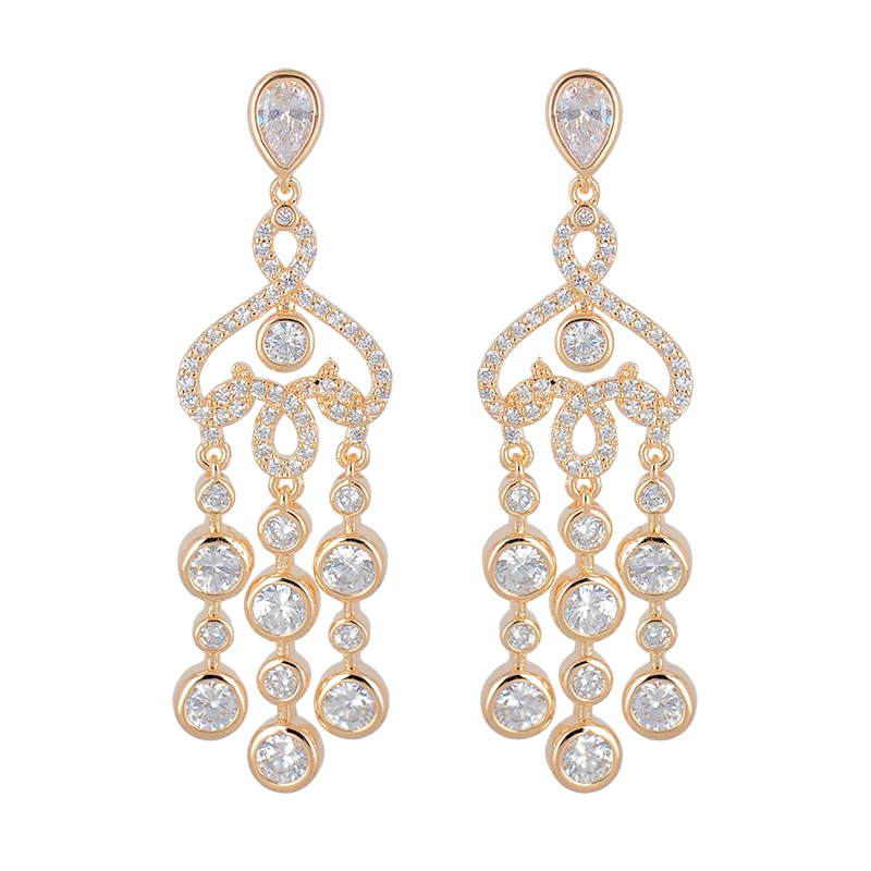 Женские серьги с кисточками GLE5397 Модные Винтажные золотого цвета кристаллами |