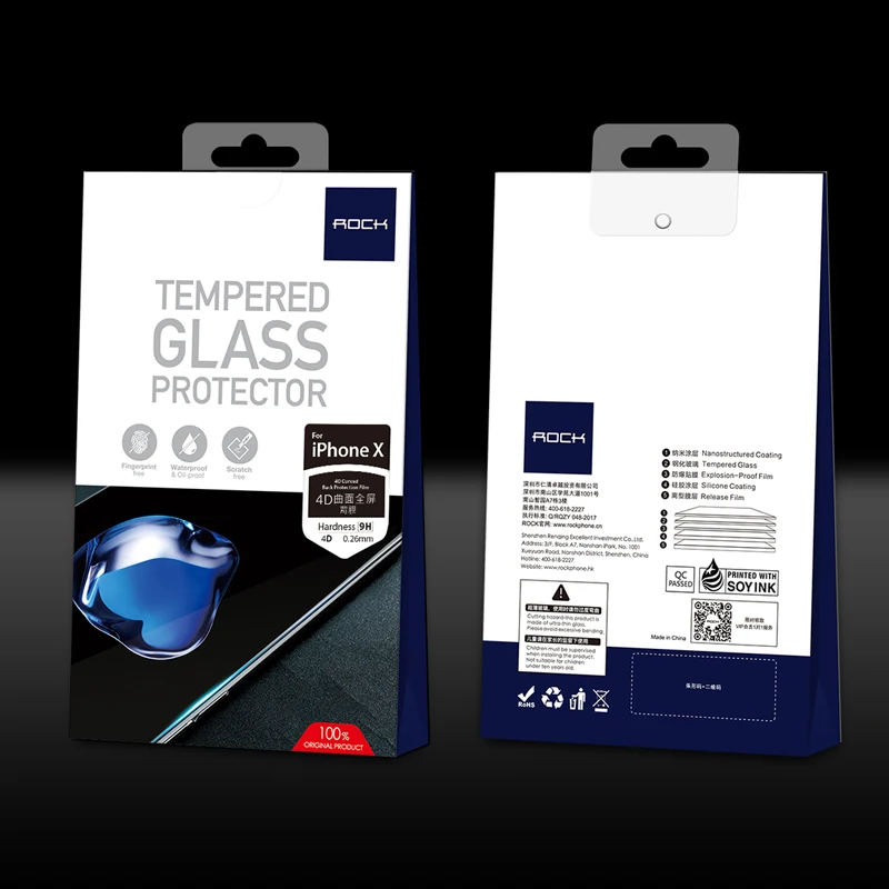 

For iPhone X 10 4D Glass Back Screen Protector ROCK 0.26mm 9H Hardness Protective Back Film Tempered Glass for Apple iPhone X