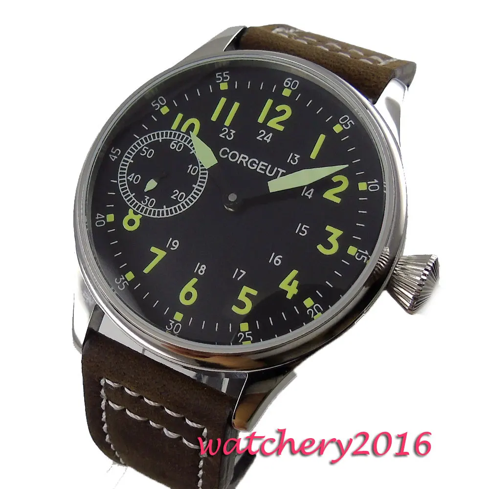 Светящиеся часы из нержавеющей стали с черным циферблатом 44 мм и 17