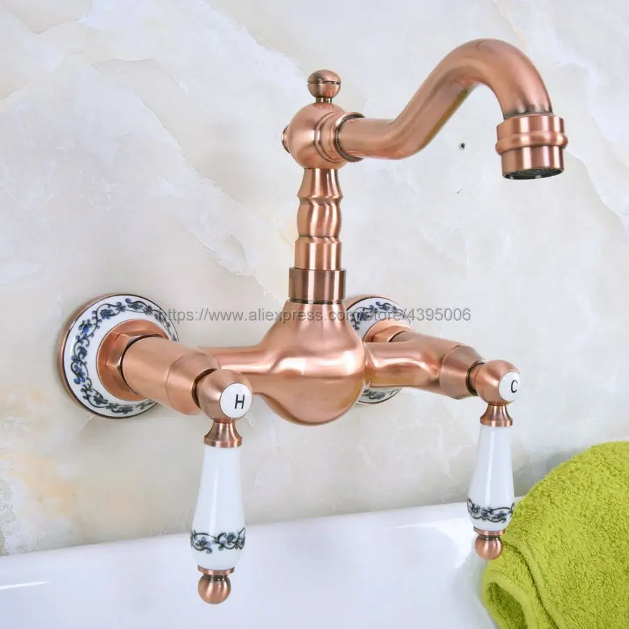 Antique Red Copper Bathroom Basin Sink Mix Tap Dual Handles Wall Mounted Kitchen Basin Sink Mixer Faucet Bnf955
Antique Red Copper Bathroom Basin Sink Mix Tap Dual Handles Wall Mounted Kitchen Basin Sink Mixer Faucet Bnf955