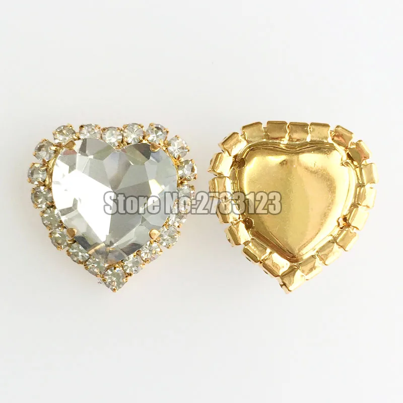 Gold bottom white 12mm 10pcs/20pcs heart Crystal buckle AAA Glass sew on rhinestones diy/clothing accessories SKHJ01 | Дом и сад