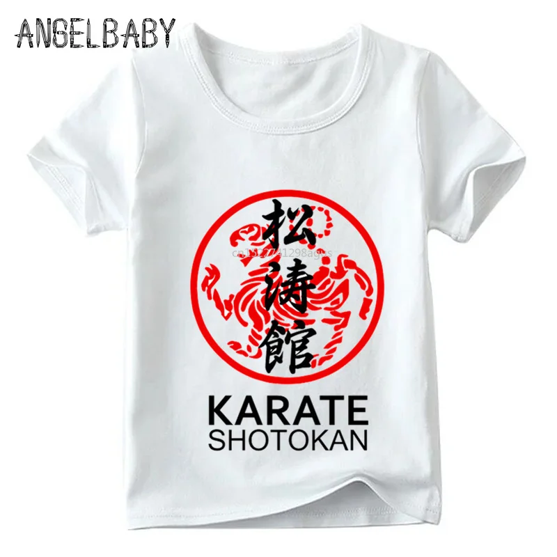 Футболка для мальчиков и девочек с японским принтом каратэ Kanji Shotokan детские