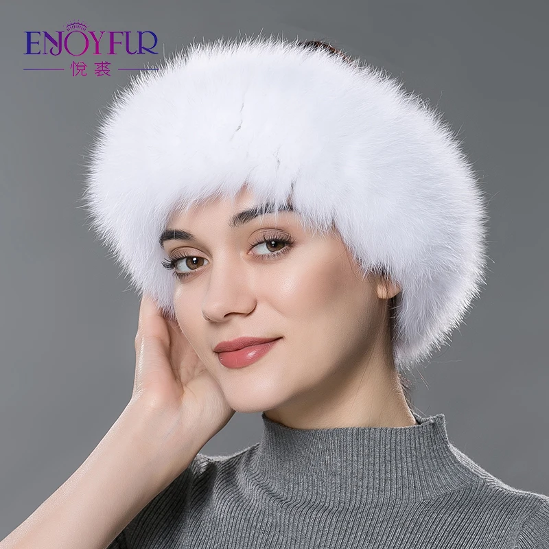 ENJOYFUR осень-зима женское меховое оголовье шарф из натурального Лисьего меха