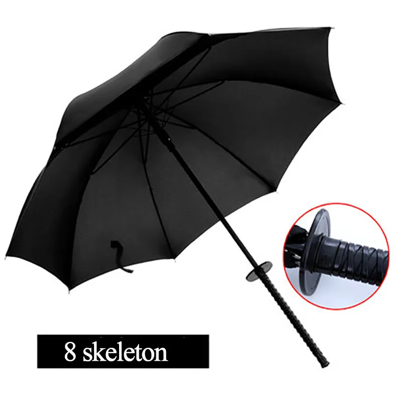 8 Skeleton Black Katana Зонт Sunny& Rainny С Длинными Ручками Стильные черные японские Самурайские меч Полуавтоматический зонт с 8 ребрами WZP228 - Цвет: 8 Skeleton Black