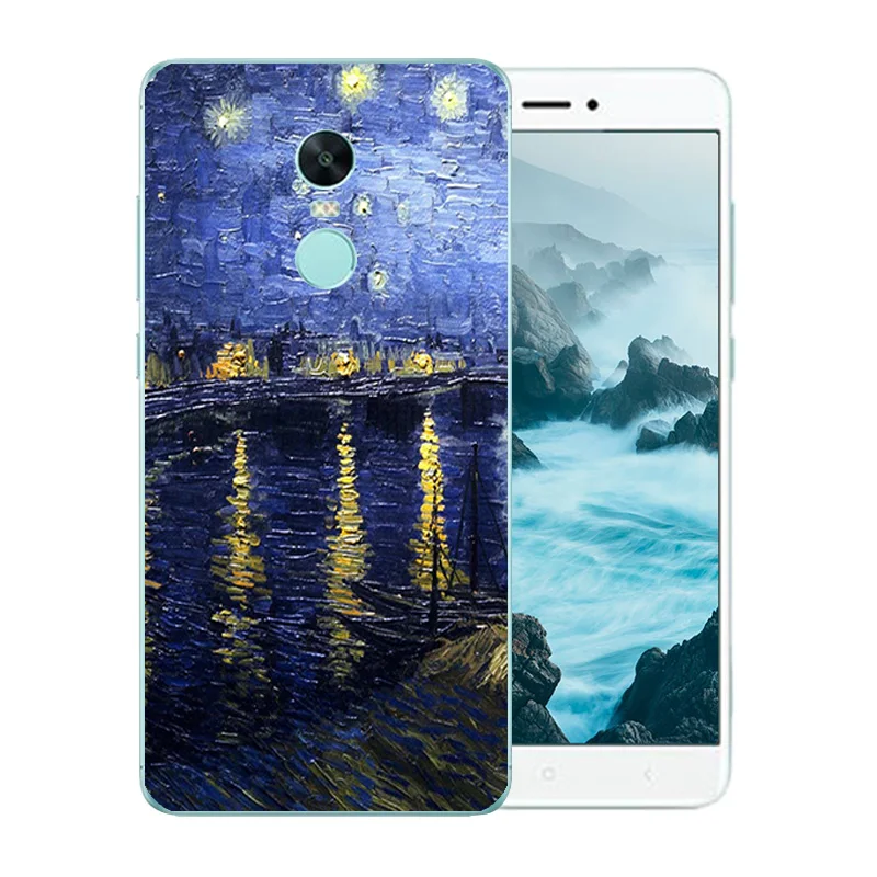 Для Xiaomi Redmi Note 4X чехол мягкий на заднюю панель телефона Ван Гог шаблон для 4 Чехлы