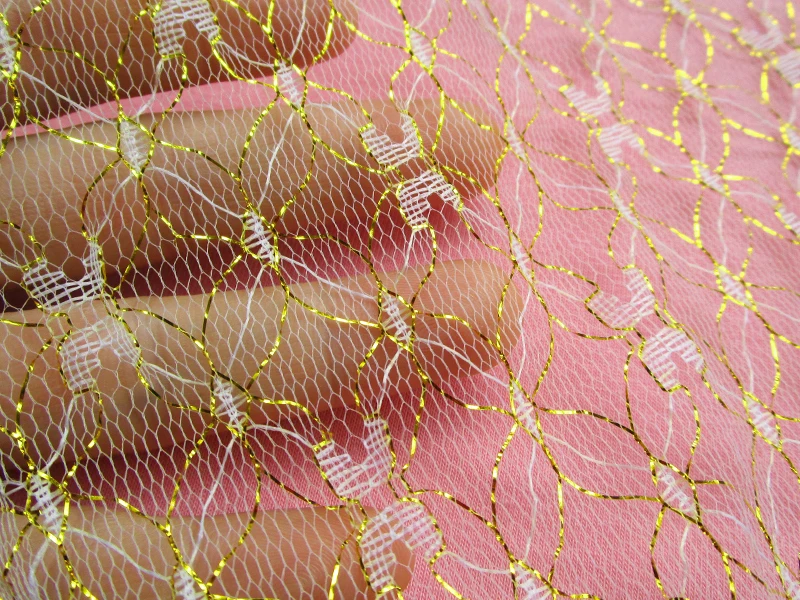 Золотистая сетчатая ткань серебряное свадебное украшение для шитья Тюлевая