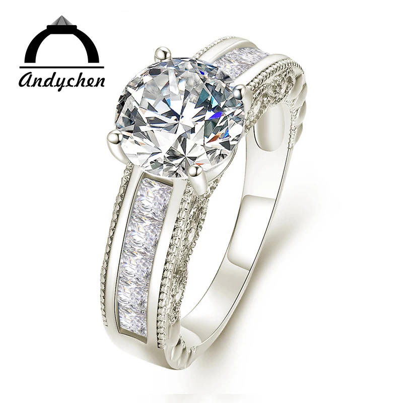 AndyChen белого золота Цвет кольцо для Для женщин обручальное Bague Роскошные