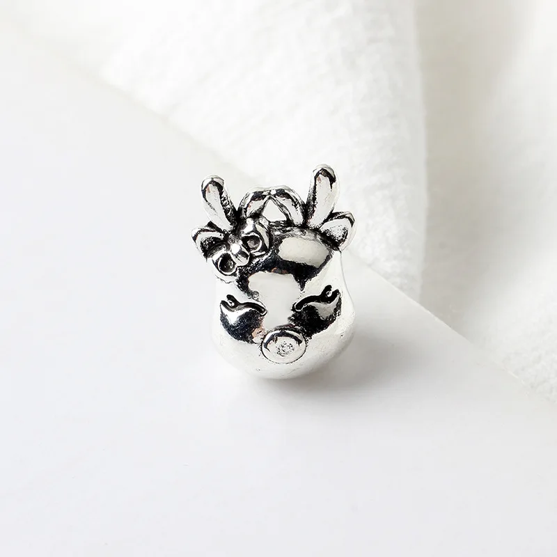 5PCS Antique Silver Color Zinc Alloy Cute Animal Kiss Head Girl Bead Fit Women Bracelet Necklace Fashion Accessories Bijoux Gift | Украшения