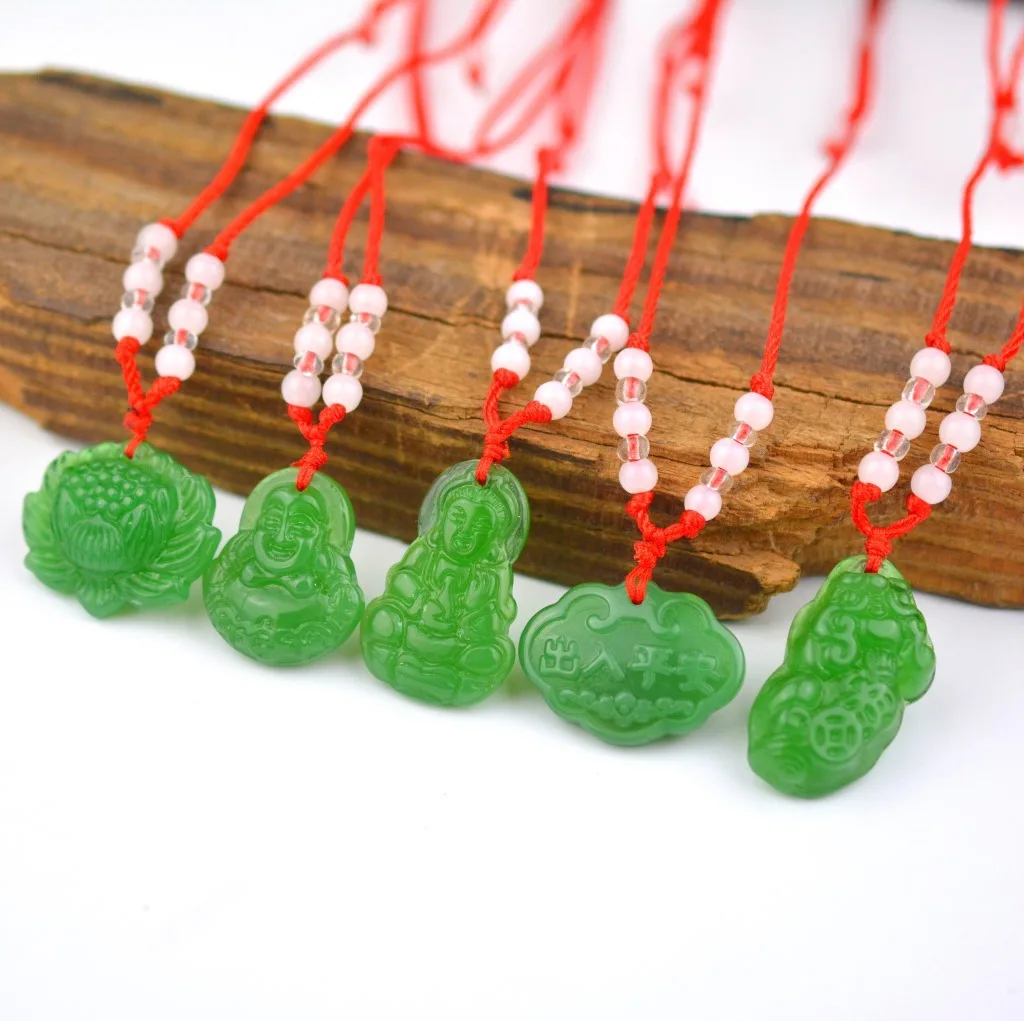 Унисекс подвес ожерелье Jadeite Lotus Amulet Подвеска пончик Диск драгоценный камень