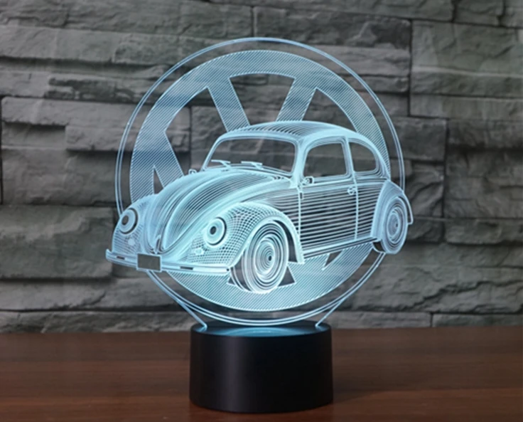 [Seven Neon] Бесплатная доставка акриловый жук 7 цветов настольная лампа 3D новинка