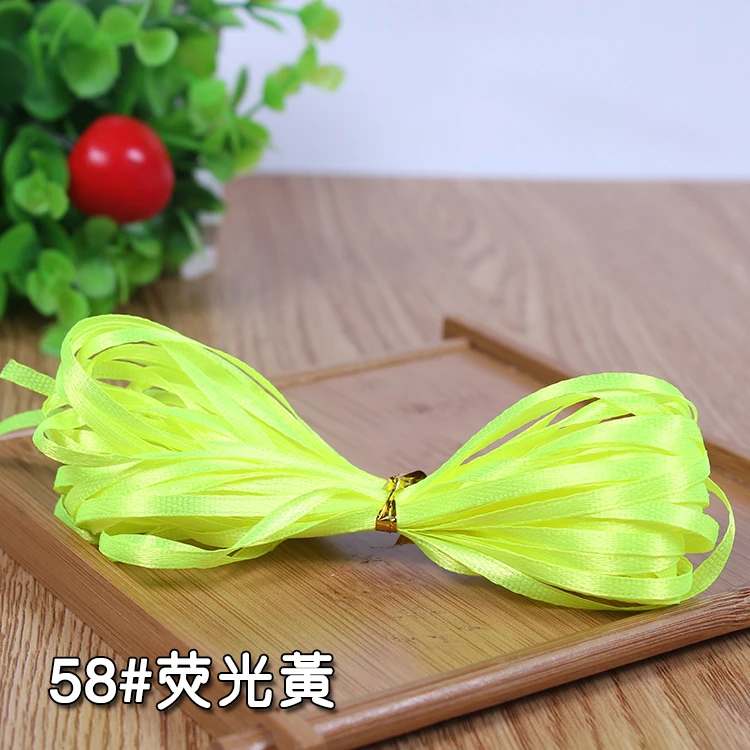 fluorescence yellow 11 ярд 10 метров 3 мм 1/" атласная шелковая лента для свадьбы, рождественской вечеринки, для украшения волос, для сборной невесты, подарочная упаковочная лента - Цвет: fluorescence yellow