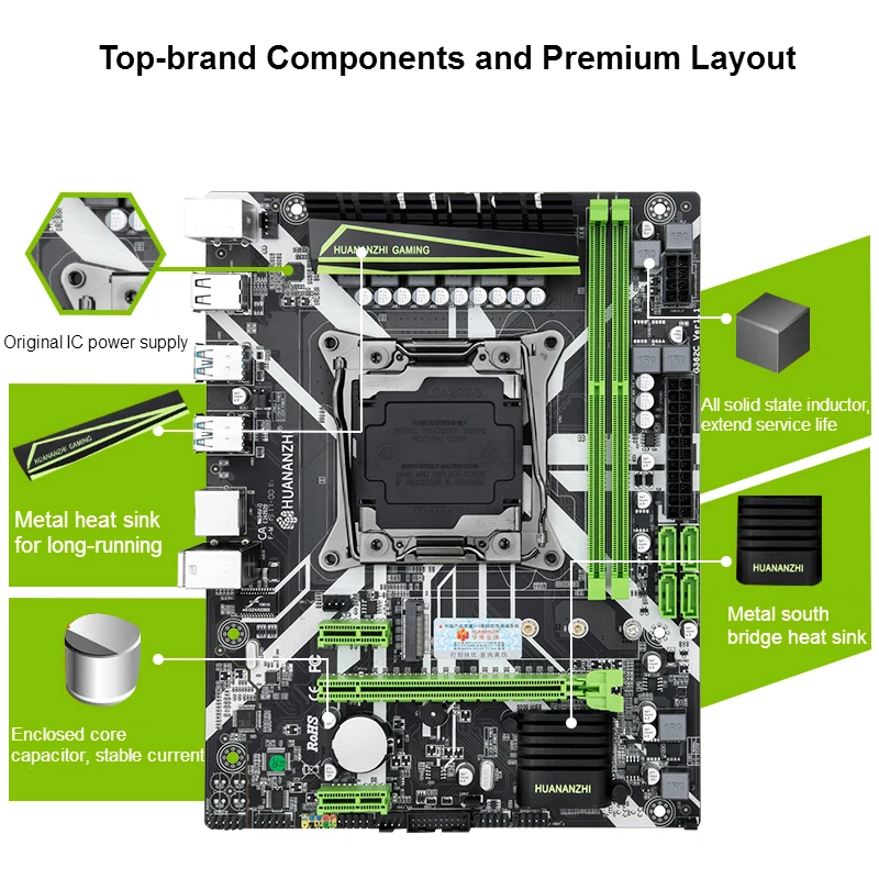 HUANANZHI X99 материнская плата слот LGA2011-3 USB3.0 NVME M.2 SSD Поддержка DDR4 REG ECC памяти и процессор Xeon E5 V3 V4