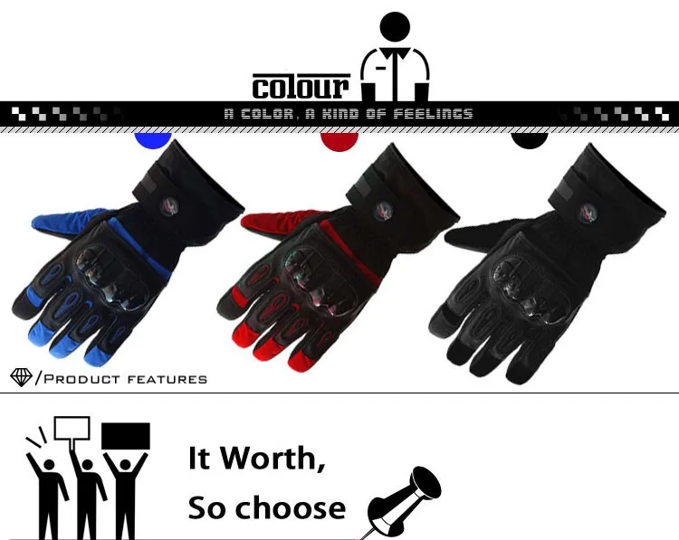 

Fastrider Winter motorcycle gloves leather Racing Waterproof Windproof Warm Cycling Bicycle Cold Guantes Luvas Ski Racing Glove