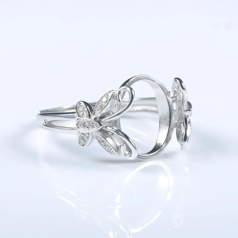 Женское серебряное кольцо для помолвки с полуободковым креплением овальный