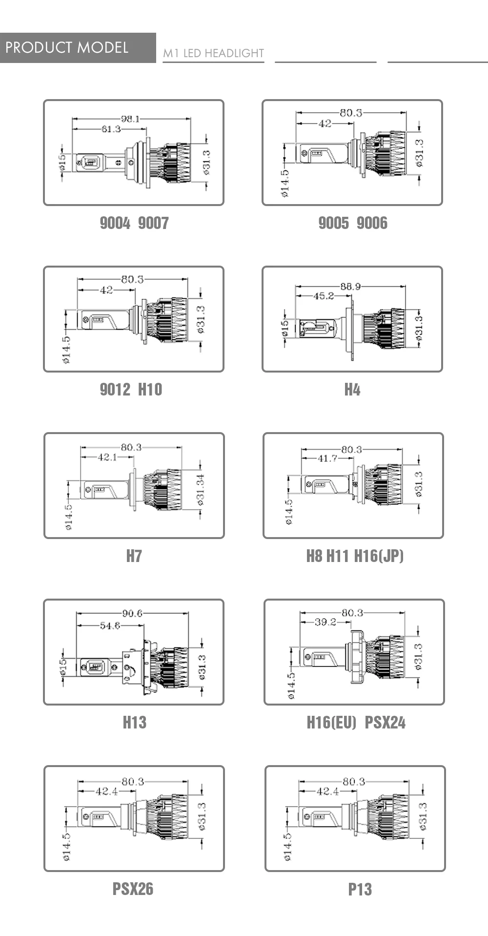 Xenplus светодиодный лампы для передних фар h3 hb3 h7 h4 h11 hb4 h13 9007 12 V 60 W 10000LM DIY свободно съемный вентилятор противотуманки лампы для авто