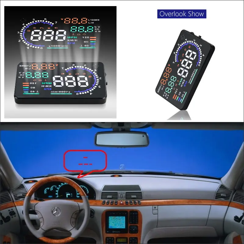 For Mercedes Benz Auto Accessories Car HUD Head Up Display Windshield Projector Alarm System DIY OBD/OBD2/OBDII Plug & Play