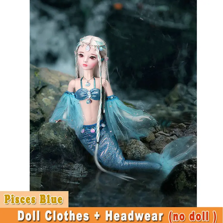 Платье Созвездие ручной работы+ головной убор 60 см 1/3 Bjd Кукла Одежда для кукол Одежда для девочек Bjd аксессуары для куклы - Цвет: Pisces blue