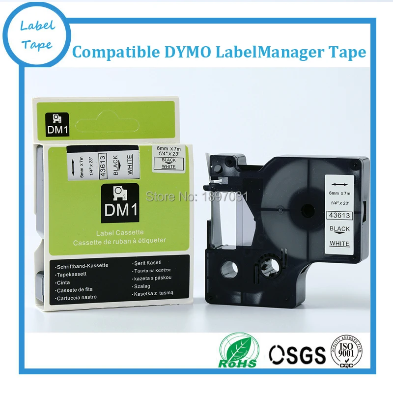 20 шт./лот DYMO D1 6 мм * 7 м черный на белом 43613 с бесплатной доставкой|Ленты для