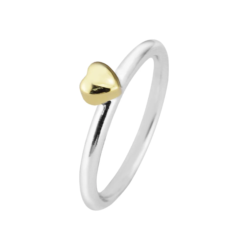 Кольцо головоломка сердце серебряные кольца с 14K настоящим золотом для женщин