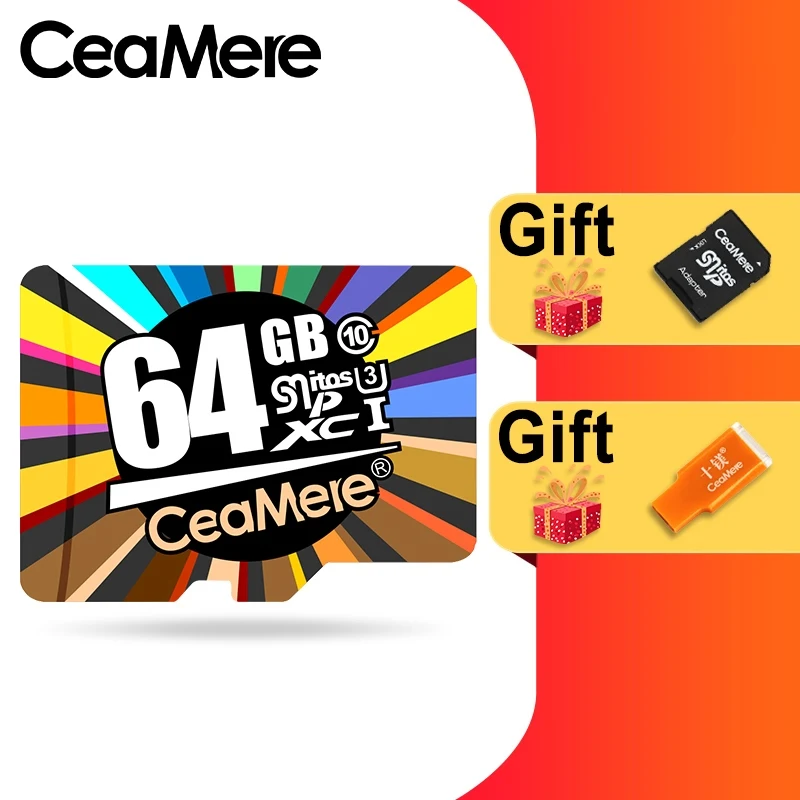 SM-TF-XC64GB CeaMere Micro SD карта класс 10 UHS-1 8 Гб класс 6 16 Гб/32 ГБ U1 64 Гб/128 ГБ/256 ГБ U3 карта памяти флэш-память Microsd для смартфона - Емкость: SM-TF-XC64GB