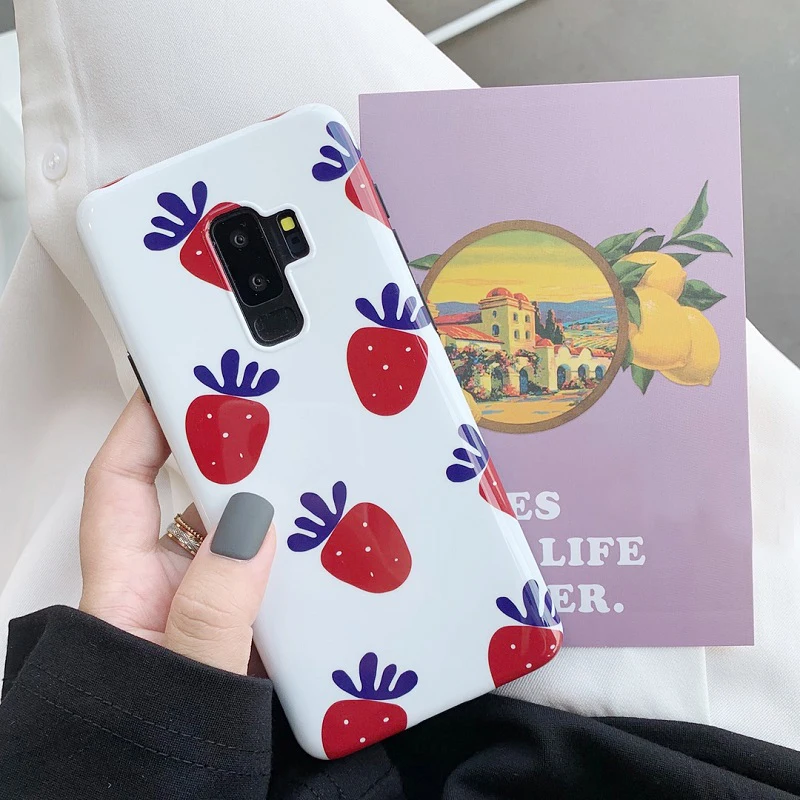 YHBBCASES для Samsung Note 8 9 мультфильм фрукты IMD мягкие чехлы модные милые клубники