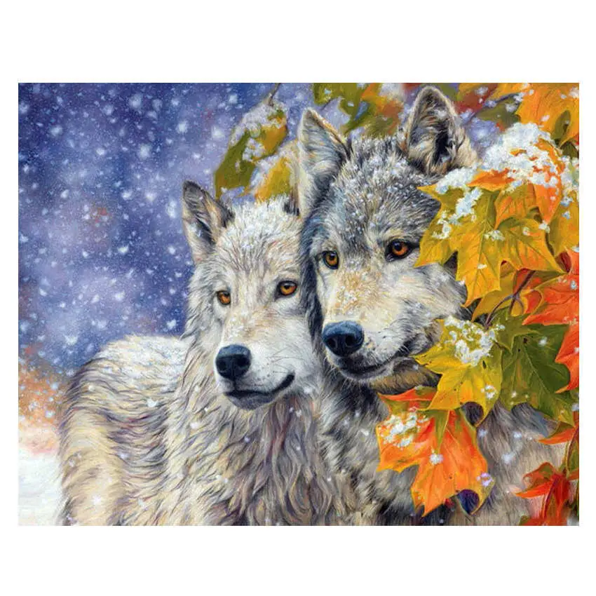 wolf painting 11 WEEN Абстрактная живопись животных Сделай Сам Краски ing по комплекты номеров носорог стены Рисование Акриловая Краска на холсте уникальный подарок для домашний декор - Цвет: wolf painting 11