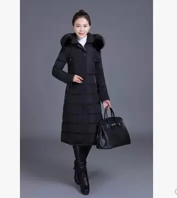 black YAGENZ6XL зимние парки пальто с капюшоном женская одежда элегантное тонкое плотное хлопковое длинное пальто теплая куртка женская - Цвет: black