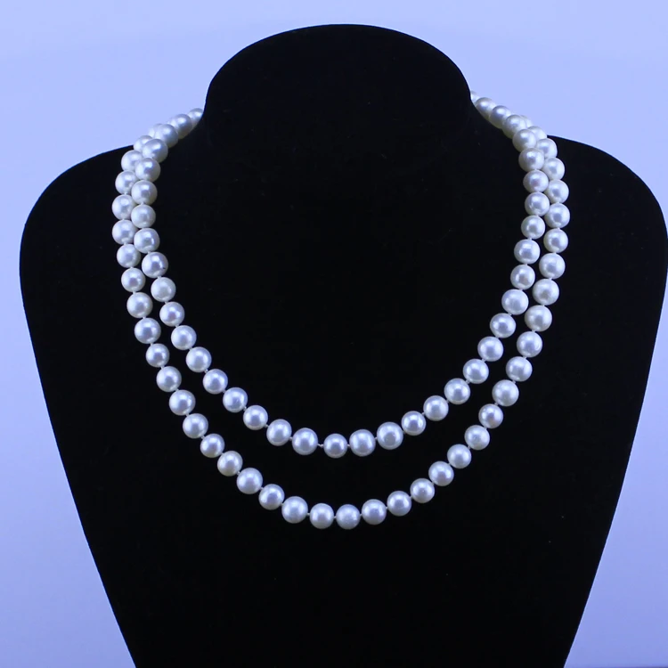 

Eternal wedding Women Gift word 925 Sterling long 85-90cm 8-9mm real natural big pearl necklace nearly round
