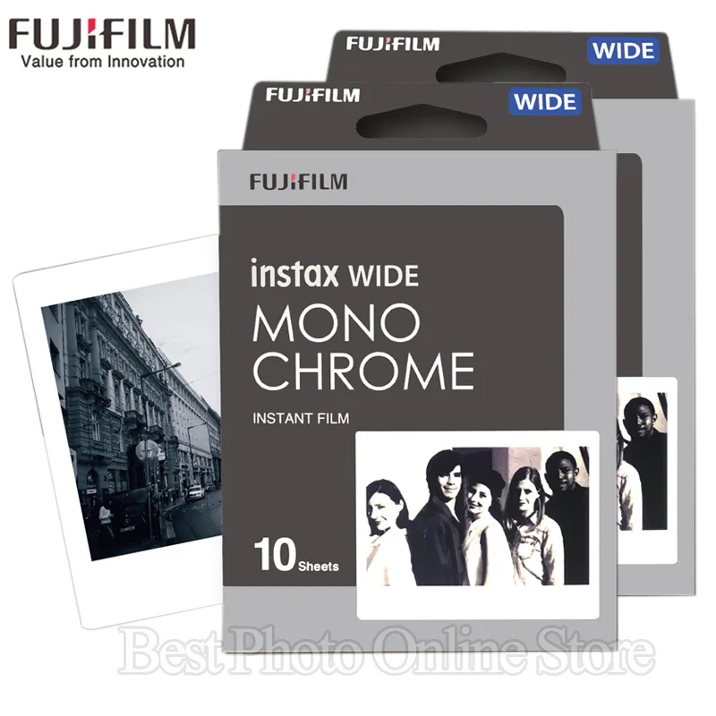 20 листов Fujifilm Fuji Instax Wide Film черно белая монохромная для Instant Camera 300/200/210/100/500AF