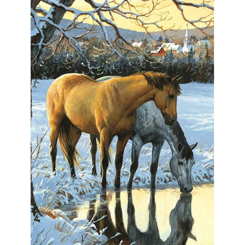5d алмазная живопись YIKEE horse круглые алмазные мозаики квадратные стразы картины