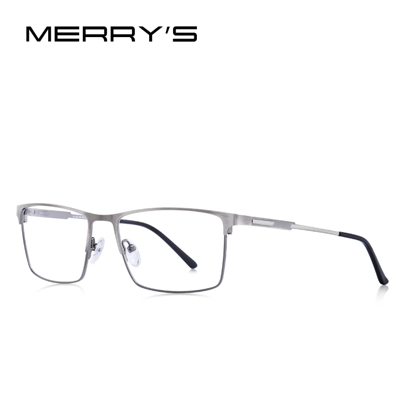 Merry's, мужские титановые очки, оправа, мужские, квадратные, ультралегкие, сплав, для глаз, по рецепту, очки, полуоптические, S2047 - Цвет оправы: C02 Gray