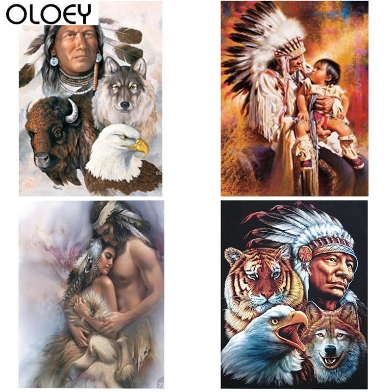 Полная квадратная Алмазная картина с животными индийский ребенок 5D Вышивка