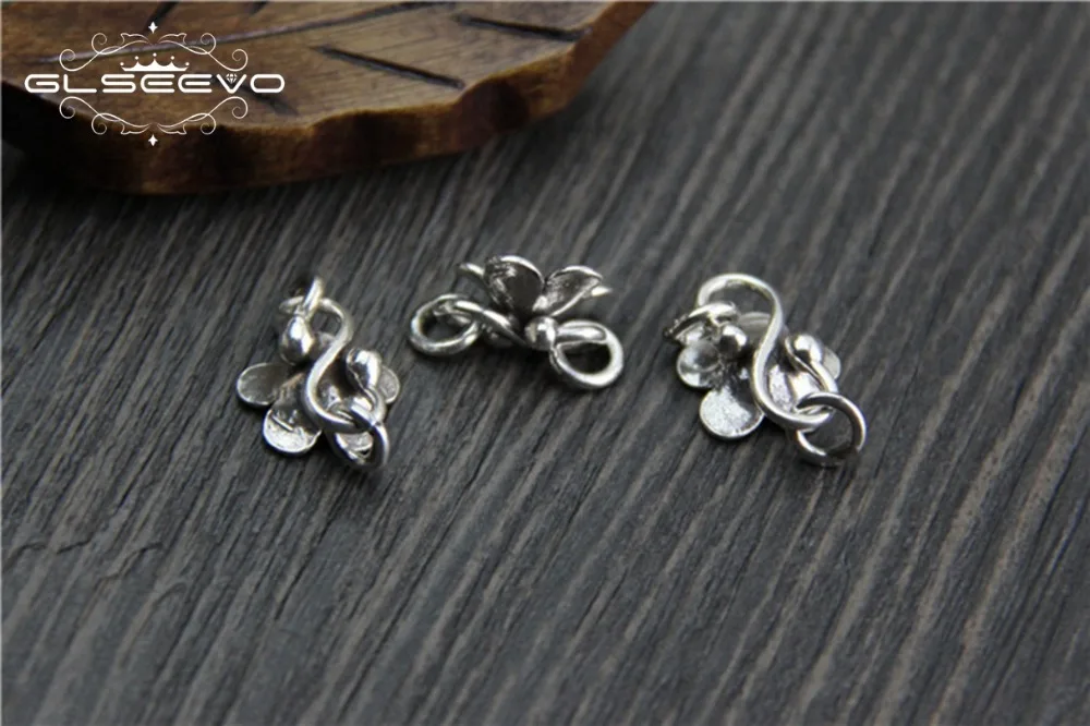 2 шт 925 стерлингового серебра цветок аксессуары с кольцом S Пряжка DIY ожерелье