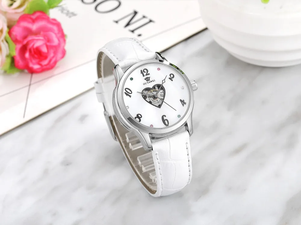 Новые автоматические механические Женские наручные часы montre femme с кожаным