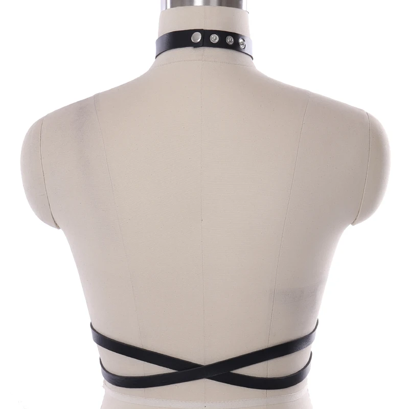 

Women Leather Body Bondage Sexy Synthetic Leather Harness Harajuku Pastel Gothic Cage Bondage Harness Punk Exotic Bra