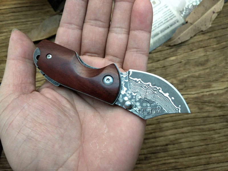 LCM66 дамасский складной нож, желтые ножи для выживания с грушей, очень острый Мини спасательный карманный нож, Подарочный Ключ Нож Инструменты