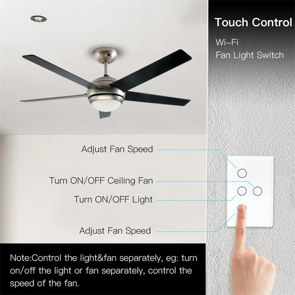 Wall-mounted LED ceiling fan light American standard multi-channel intelligent WiFi control family assistant wholesale#FS23