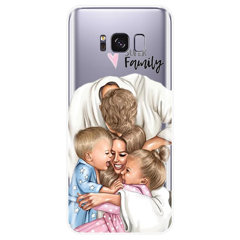 Модный Черный Коричневый чехол для телефона с волосами мамы и дочки Samsung Galaxy S6 S6EDGE