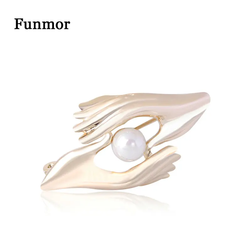 Funmor специальное предложение две брошки в виде рук имитация жемчуга