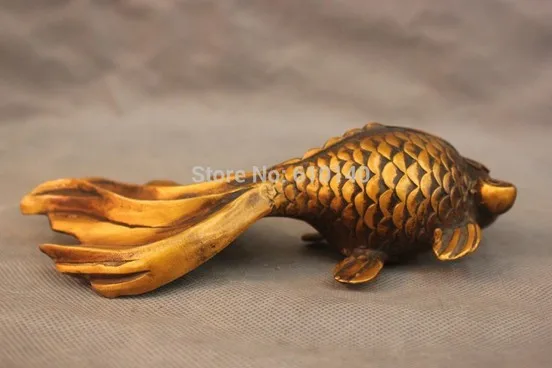 YM 311 8&quot Chinese Pure Bronze Feng Shui Goldfish Fish Blessing Statue | Дом и сад